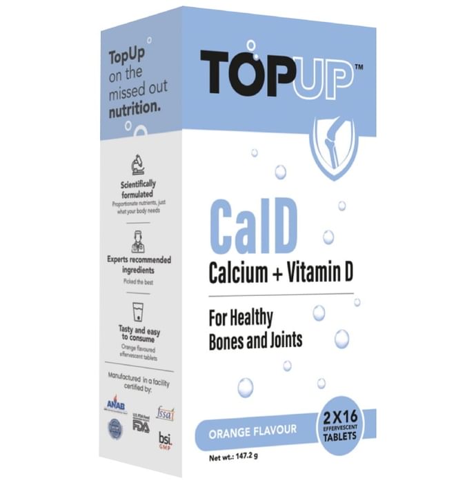 TopUp CalD Calcium+Vitamin D Effervescent Tablet (16 Each) Orange
