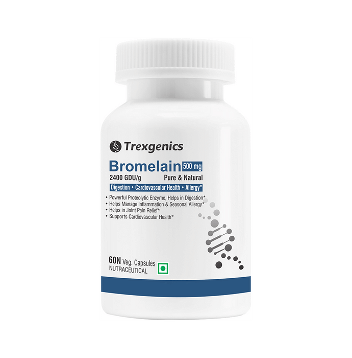 Trexgenics Bromelain 2400 GDU/g 500mg Veg Capsule