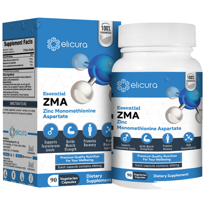 Elicura Essential ZMA Zinc Monomethionine Aspartate Vegetarian Capsule