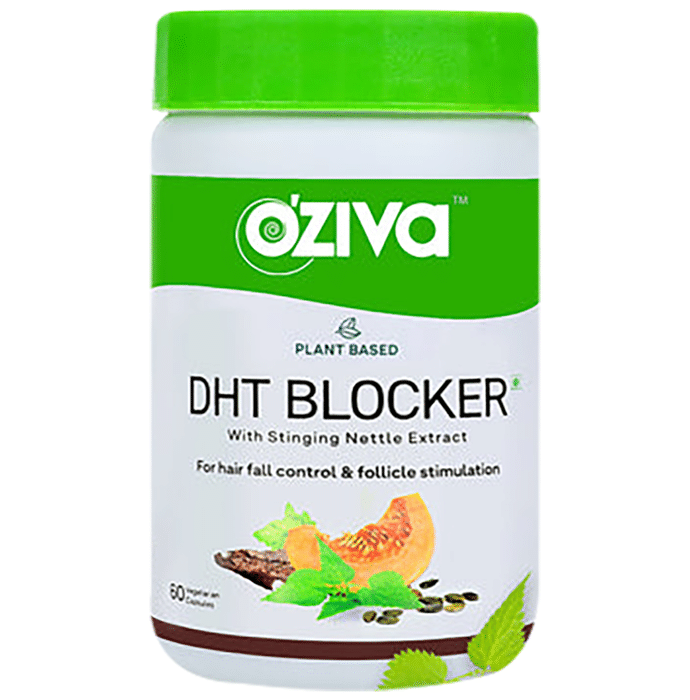 Oziva Plant Based DHT Blocker Vegetarian Capsule for Hair Fall Control & Follicle Stimulation
