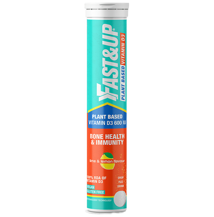 Fast&Up Plant Based Vitamin D3 600IU Effervescent Tablet Lime & Lemon