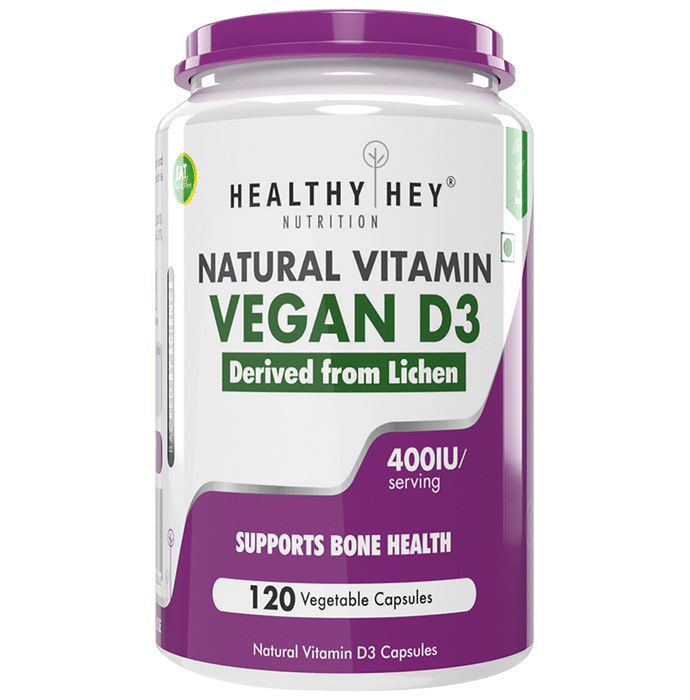 HealthyHey Natural Vitamin Vegan D3 400IU Vegetable Capsule