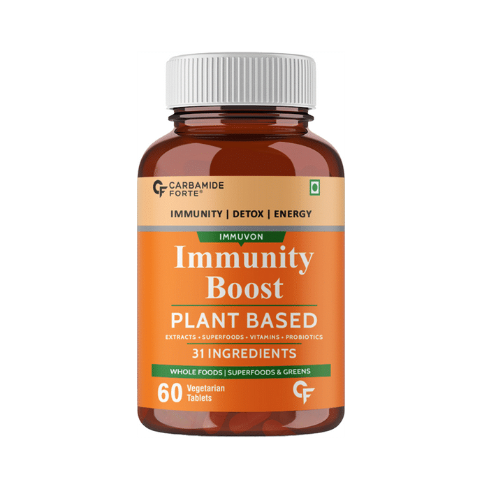 Carbamide Forte Immunity Booster Tablet for Adults & Kids with Vitamin C, Plant Based Extracts, Superfoods, Vitamins, Minerals & Probiotics Vegetarian Tablet
