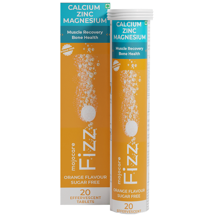 Mojocare Fizz Calcium Zinc Magnesium Effervescent Tablet Orange Sugar Free