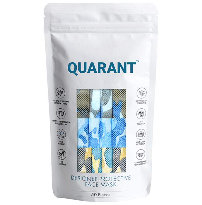Quarant 4 Ply Designer Protective Face Mask Mask Camo print Multicolor