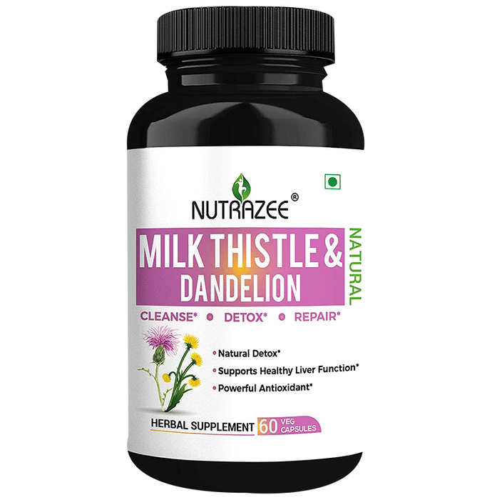 Nutrazee Natural Milk Thistle & Dandelion Veg Capsule for Liver Detox
