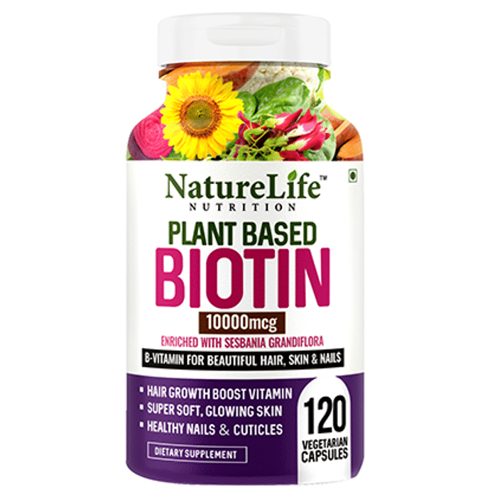 Nature Life Nutrition Plant Based Biotin 10000mcg Vegetarian Capsule