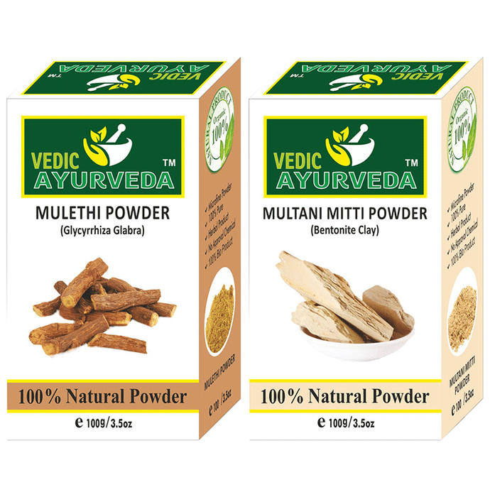 Vedic Ayurveda Combo Pack of Multani Mitti Powder & Mulethi Powder (100gm Each)