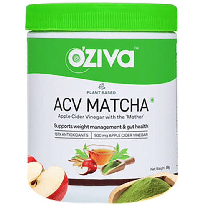 Oziva Plant Based Acv Matcha Powder for Weight Management & Gut Health