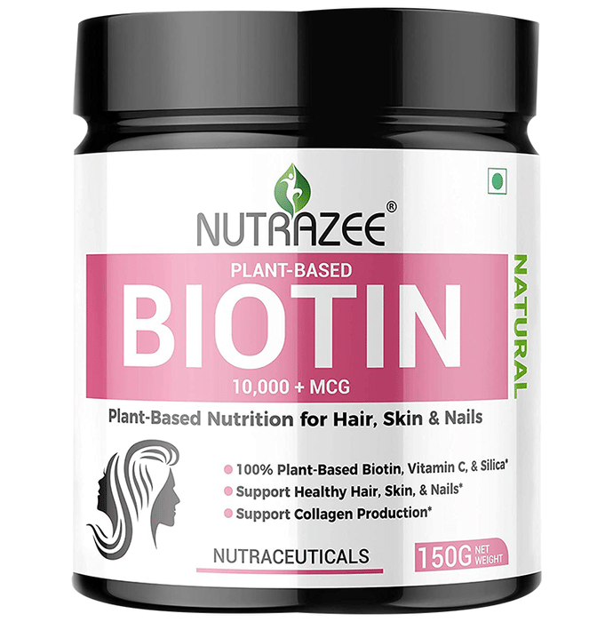 Nutrazee Natural Plant-Based Biotin 10000+mcg Powder
