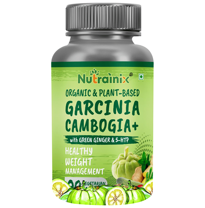 Nutrainix Organic & Plant-Based Garcinia Cambogia+ with Green Ginger & 5-HTP Vegetarian Capsule