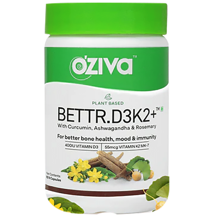 Oziva Plant Based Bettr.D3K2+ Capsule for Better Bone Health, Mood & Immunity