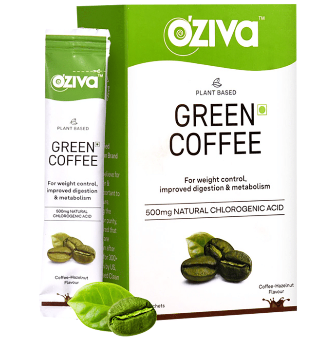 Oziva Plant Based Green Coffee for Digestion & Better Metabolism (2gm Each) Coffee Hazelnut