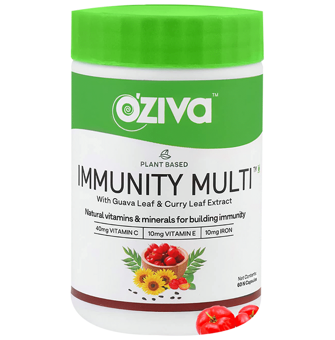 Oziva Plant Based Immunity Multi with Guava Leaf & Curry Leaf Extract Capsule