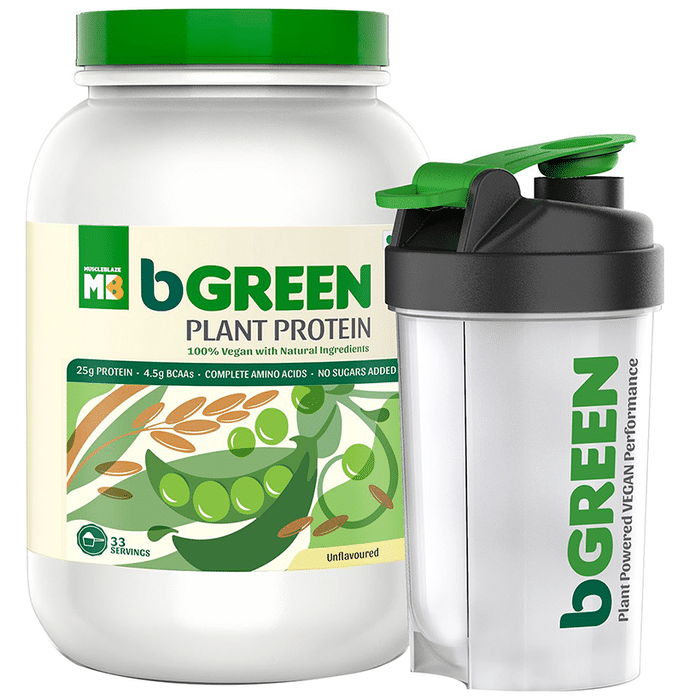 MuscleBlaze bGreen Plant Protein with Shaker Free Unflavoured