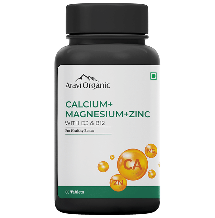 Aravi Organic Calcium + Magnesium + Zinc with D3 & B12 Tablet