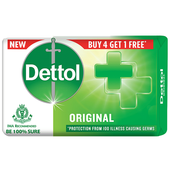 Dettol Original Bathing Soap Bar (75gm Each) Buy 4 Get 1 Free