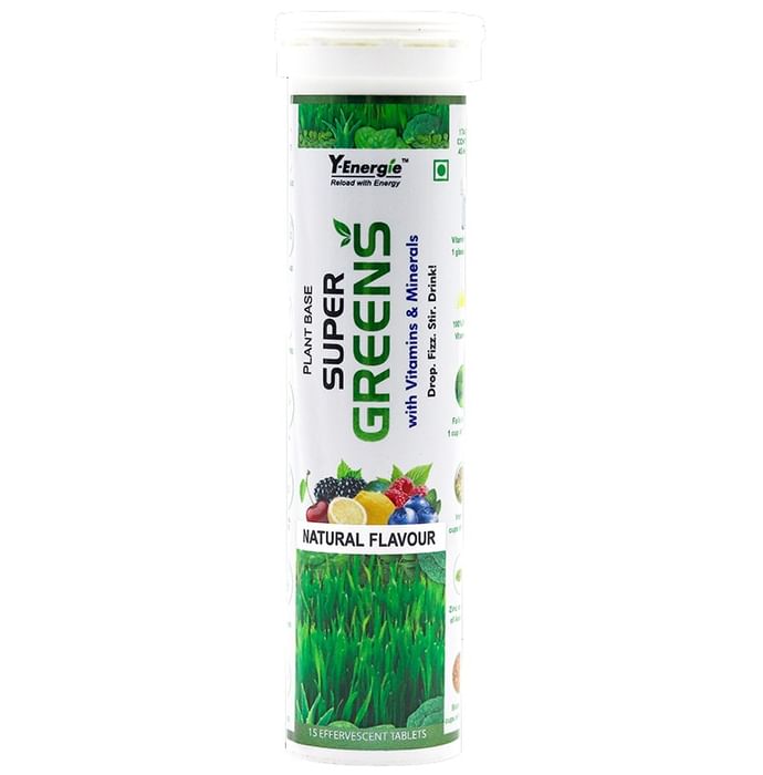 Y-Energie Plant Base Super Greens with Vitamins & Minerals Effervescent Tablet Natural