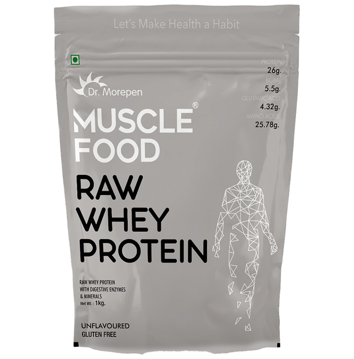 Dr. Morepen Muscle Food Raw Whey Protein Powder Unflavoured Gluten Free