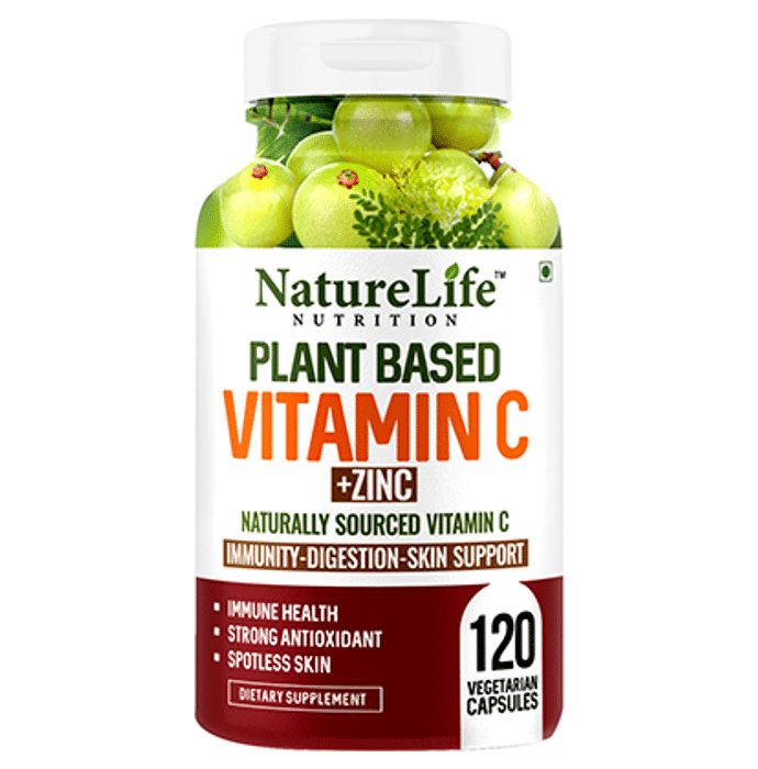 Nature Life Nutrition Plant Based Vitamin C+Zinc Vegetarian Capsule