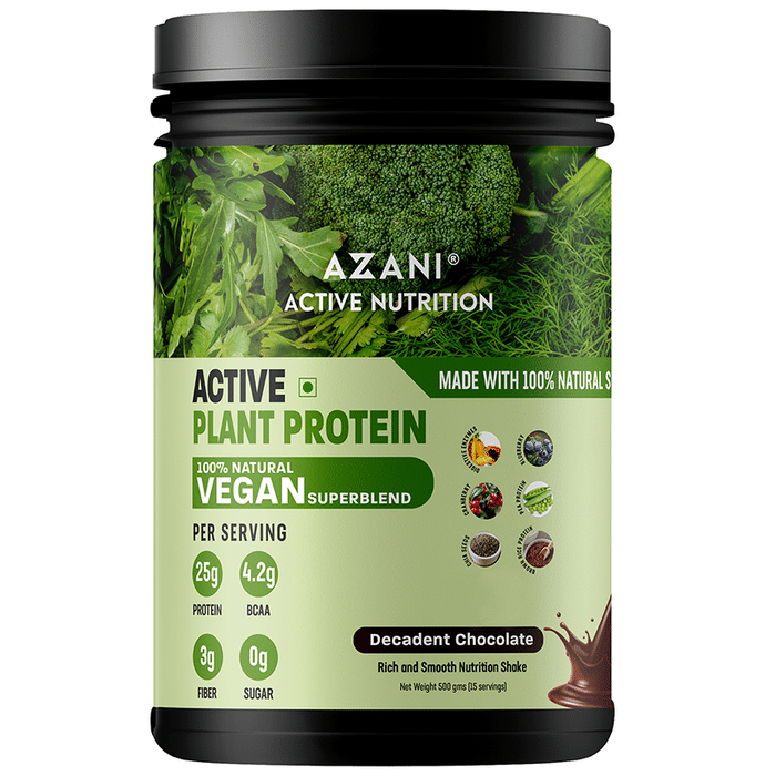 Azani Active Nutrition Active Plant Protein 100% Natural Vegan Superblend Decadent Chocolate
