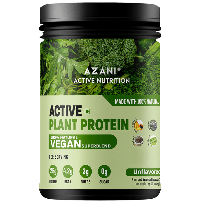 Azani Active Nutrition Active Plant Protein 100% Natural Vegan Superblend Unflavored