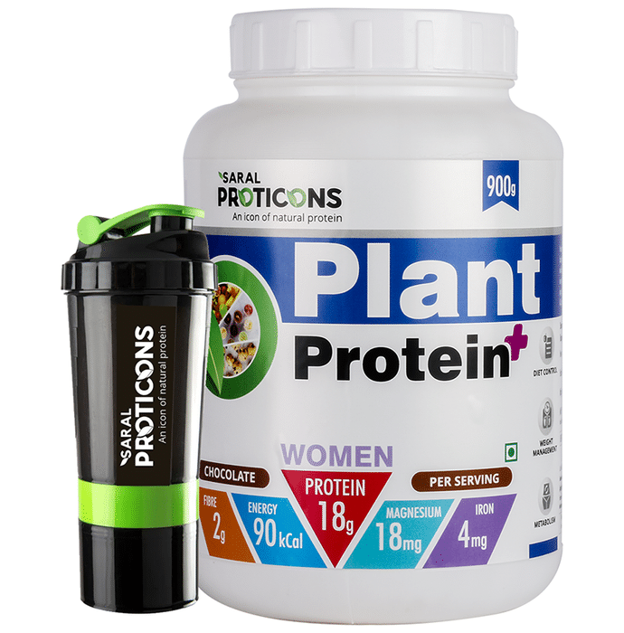 Saral Proticons Plant Protein+ Powder with Shaker Free Chocolate