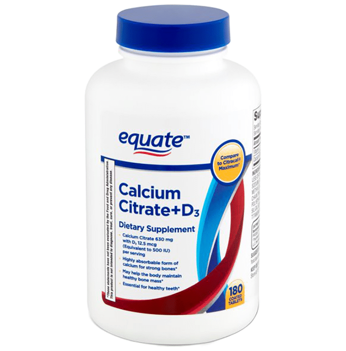 Equate Calcium Citrate + D3 Coated Tablet