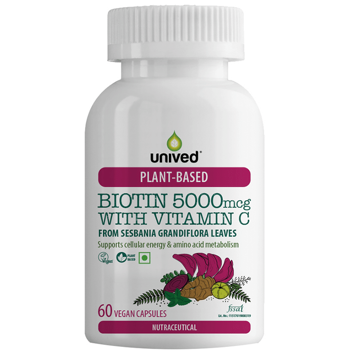 Unived Plant-Based Biotin 5000mcg with Vitamin C Vegan Capsule