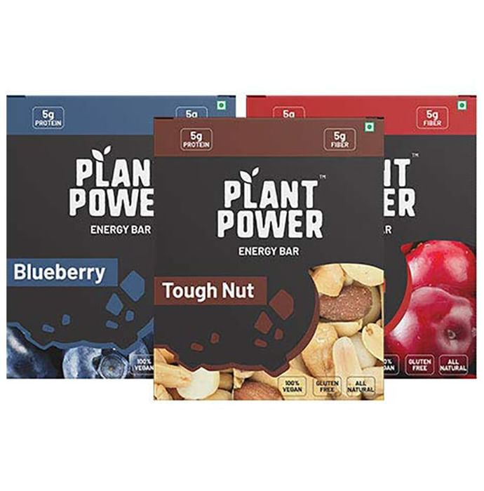 Plant Power Energy Bar (35gm Each) Variety Pack - Cranberry, Blueberry, Tough Nut