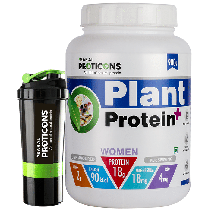 Saral Proticons Plant Protein+ Powder with Shaker Free Unflavored