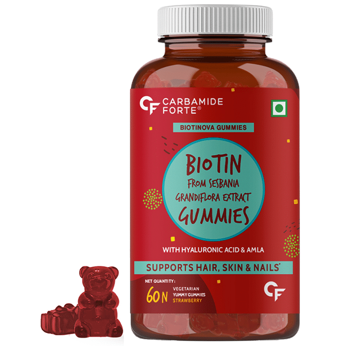 Carbamide Forte Biotin from Sesbania Grandiflora Extract with Hyaluronic Acid & Amla Strawberry & Orange