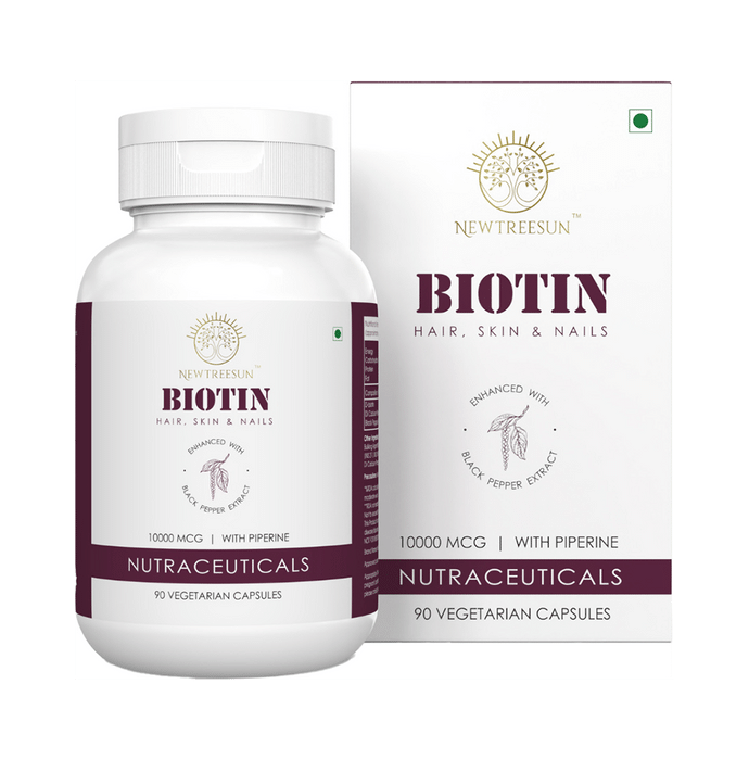 Newtreesun Biotin 10000mcg with Piperine Vegetarian Capsule
