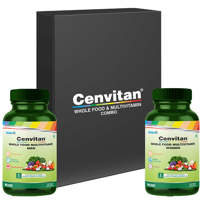 HealthVit Combo Pack of Cenvitan Whole Food Multivitamin Men & Women Tablet (60 Each)