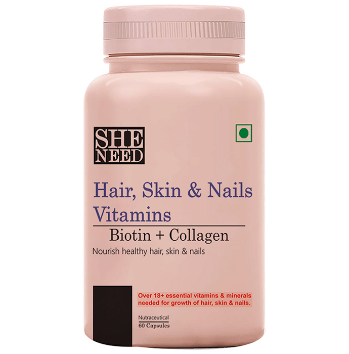 SheNeed Hair, Skin & Nails Vitamins Biotin+Collagen Nutraceutical Capsule