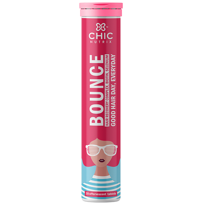 Chicnutrix Bounce Hair Recovery Complex, Biotin, Selenium Raspberry Effervescent Tablet