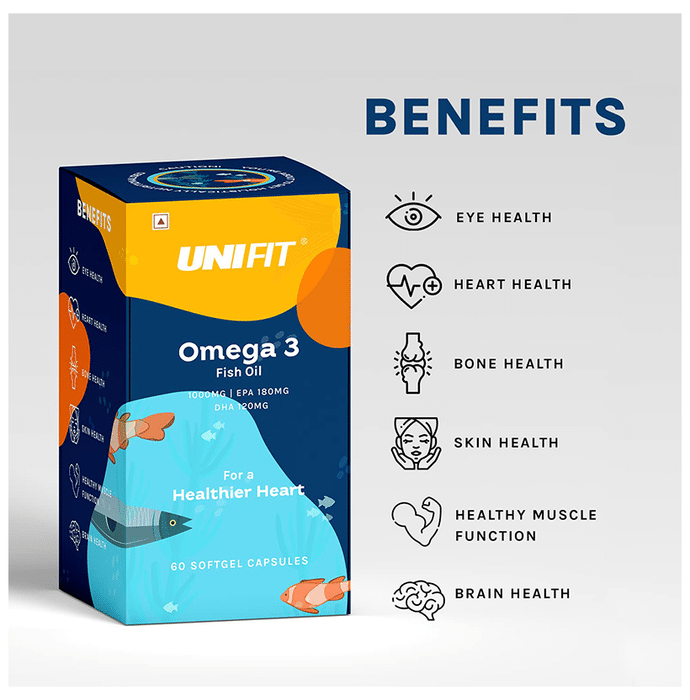 Unifit Combo Pack of Omega 3 Fish Oil Softgel Capsule & Plant Biotin Tablet (60 Each)