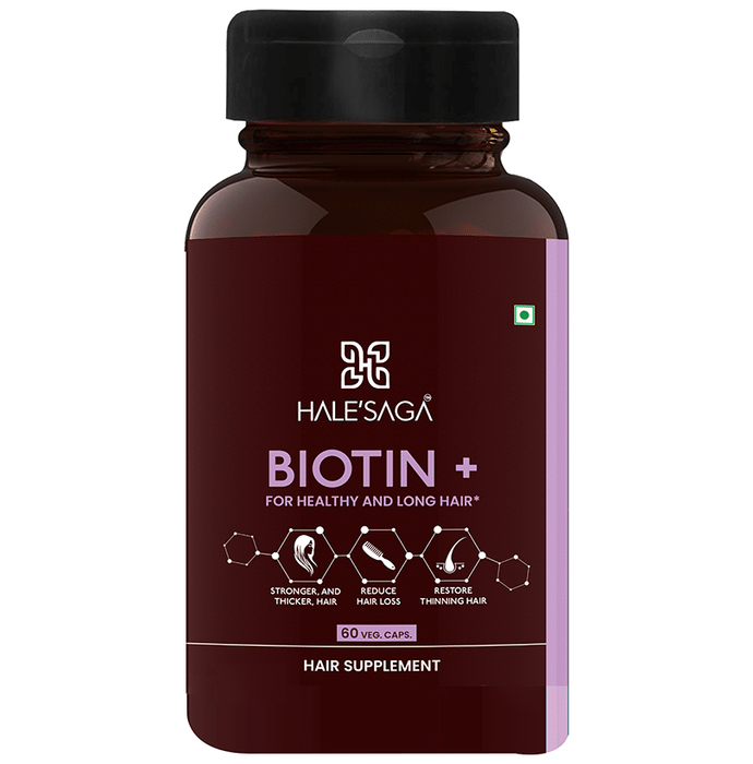 Halesaga Biotin+ 10000mcg for Healthy and Long Hair Veg. Capsule