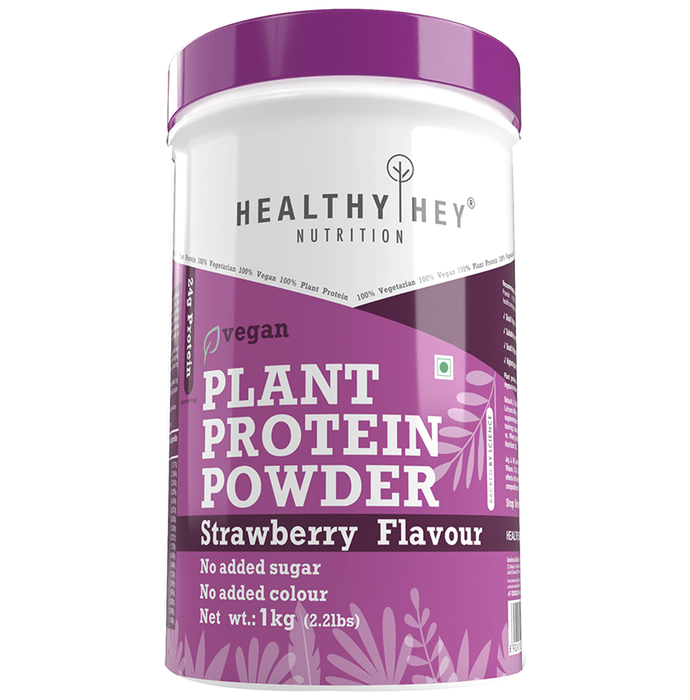 HealthyHey Nutrition Vegan Plant Protein Powder Strawberry