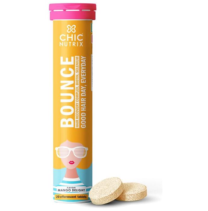 Chicnutrix Bounce Hair Recovery Complex, Biotin, Selenium Effervescent Tablet Mango Delight