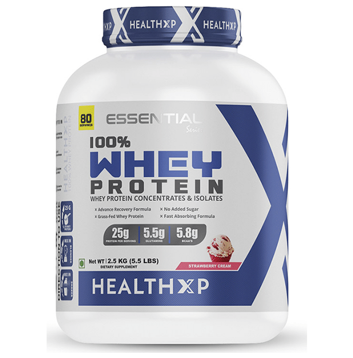 HealthXP 100% Whey Protein Strawberry Cream
