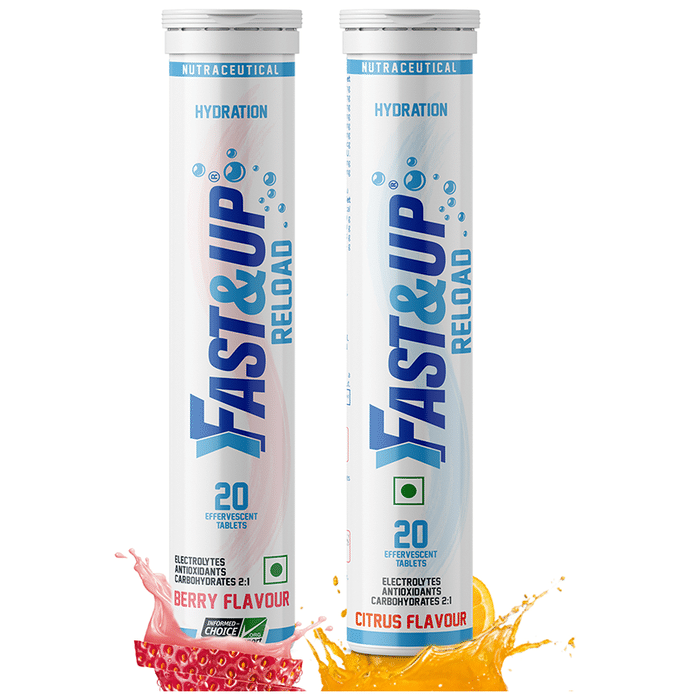 Fast&Up Combo Pack of Reload Effervescent Tablets (20 Tablets Each) Berry & Citrus