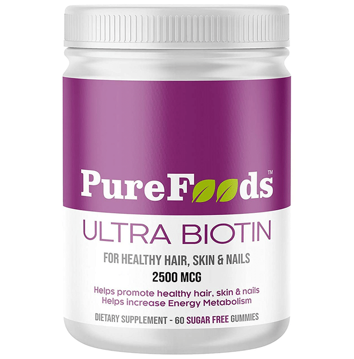 PureFoods Ultra Biotin Chewable Gummies Strawberry Gluten Free