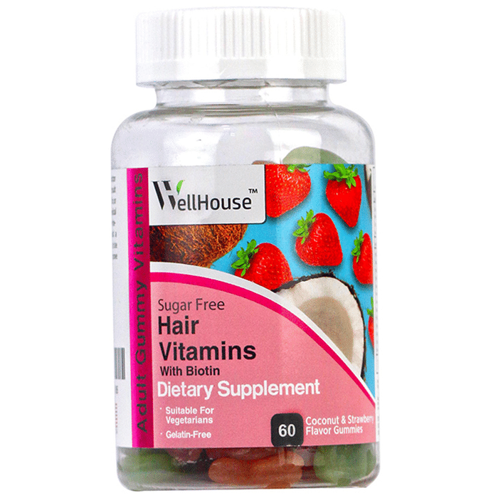 Wellhouse Hair Vitamins with Biotin Coconut & Strawberry Sugar Free Gummy