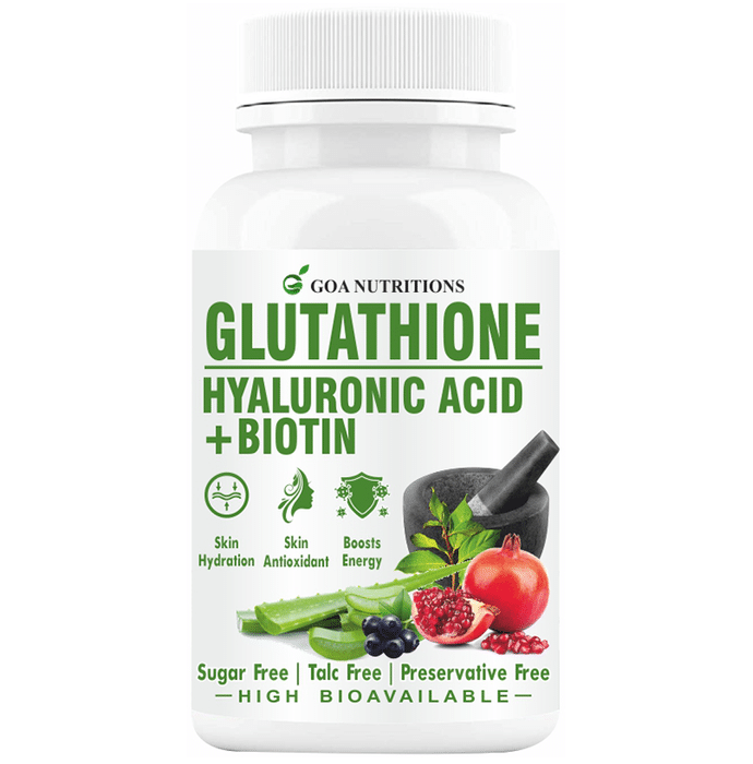 Goa Nutritions Glutathione Hyaluronic Acid + Biotin Tablet Sugar Free