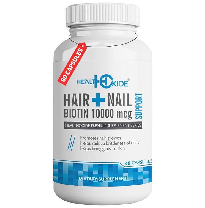 HealthOxide Hair + Nail Support Biotin 10000mcg Capsule