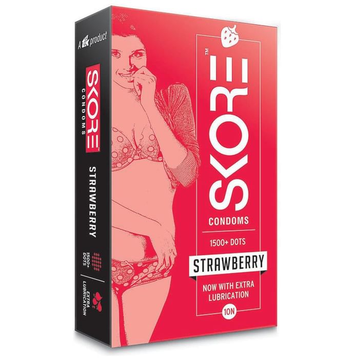 Skore Flavored Dotted & Coloured Condoms Strawberry