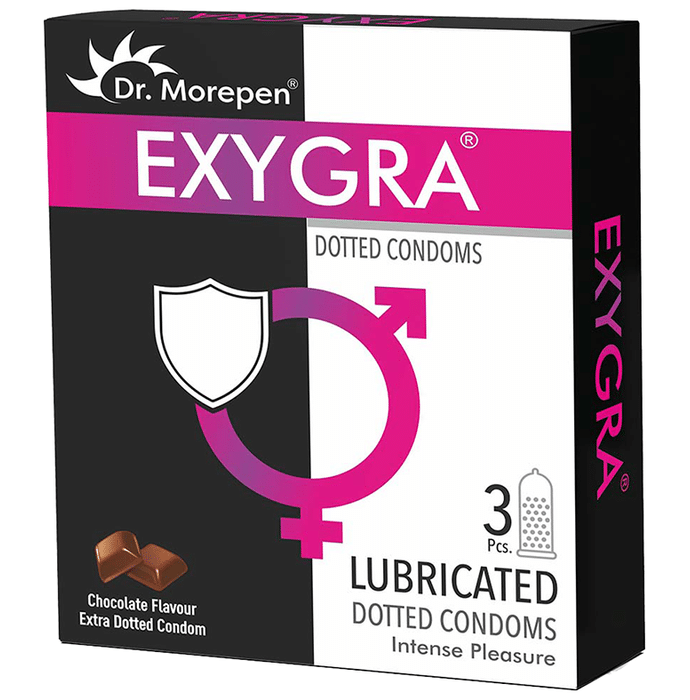 Dr Morepen Exygra Dotted Condom (3 Each) Chocolate