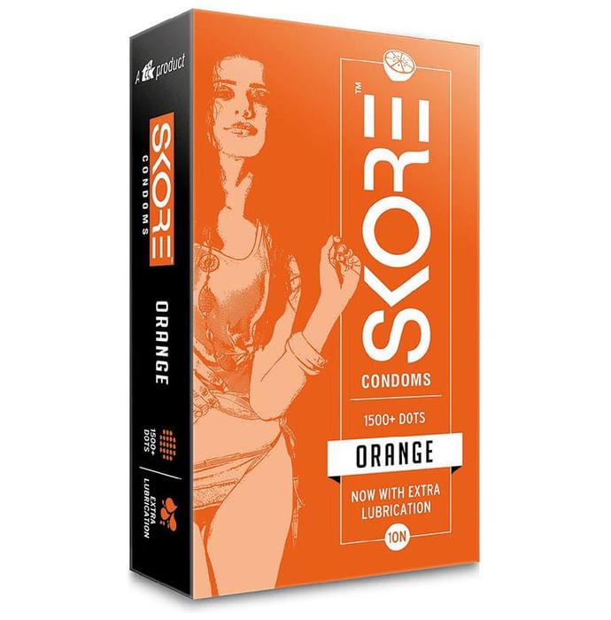 Skore Flavored Dotted & Coloured Condoms Orange