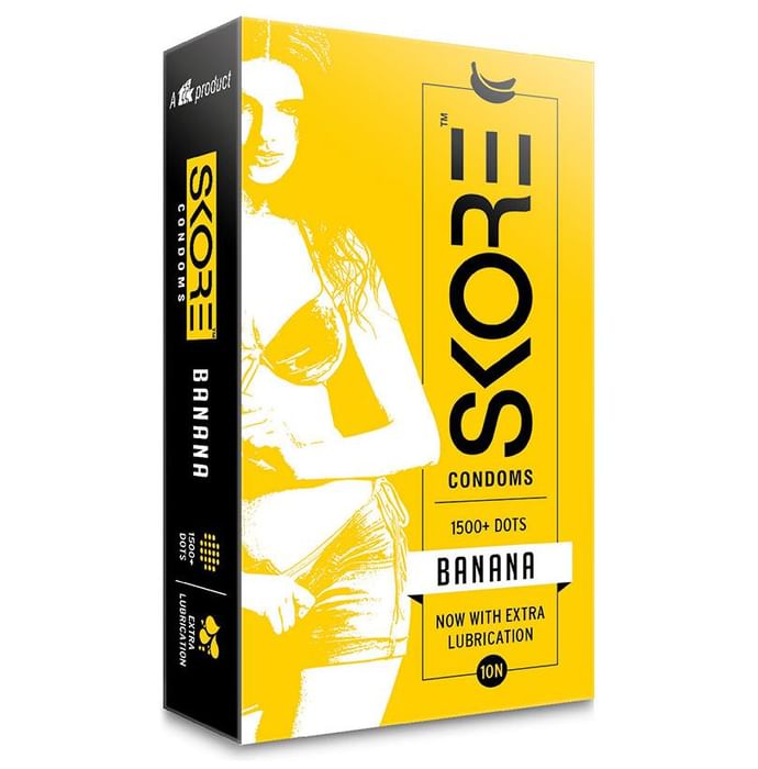 Skore Flavored Dotted & Coloured Condoms Banana